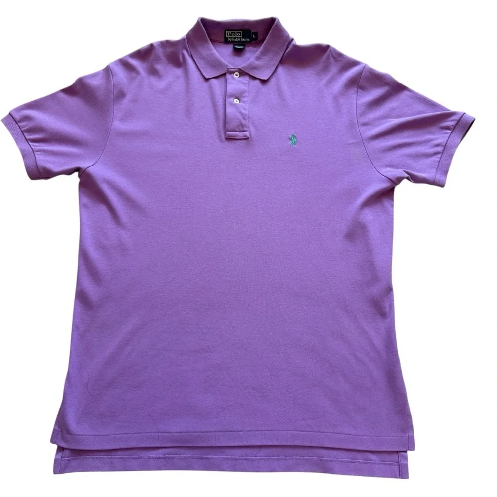 Polo Ralph Lauren Polo Shirt Mens L Purple Classic Fit Short Sleeve Golf Cotton
